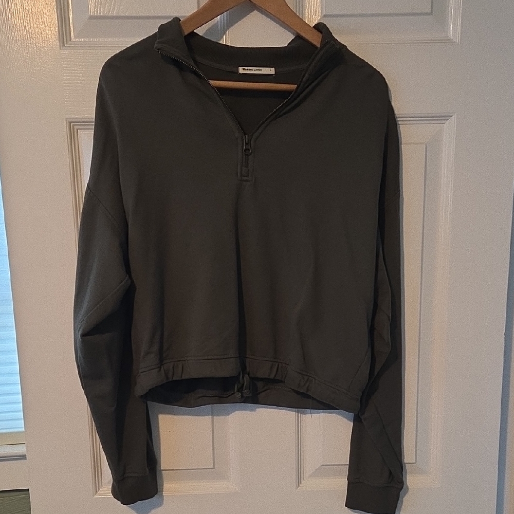 Marine Layer Olive Quarter-Zip Sweatshirt